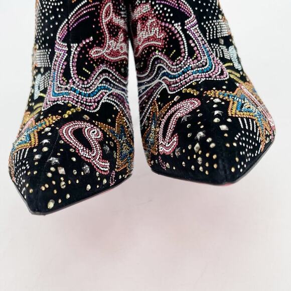 Christian Louboutin So Kate Starlight Strass Black Suede Crystal Booties EU 37.5 - Picture 6 of 13